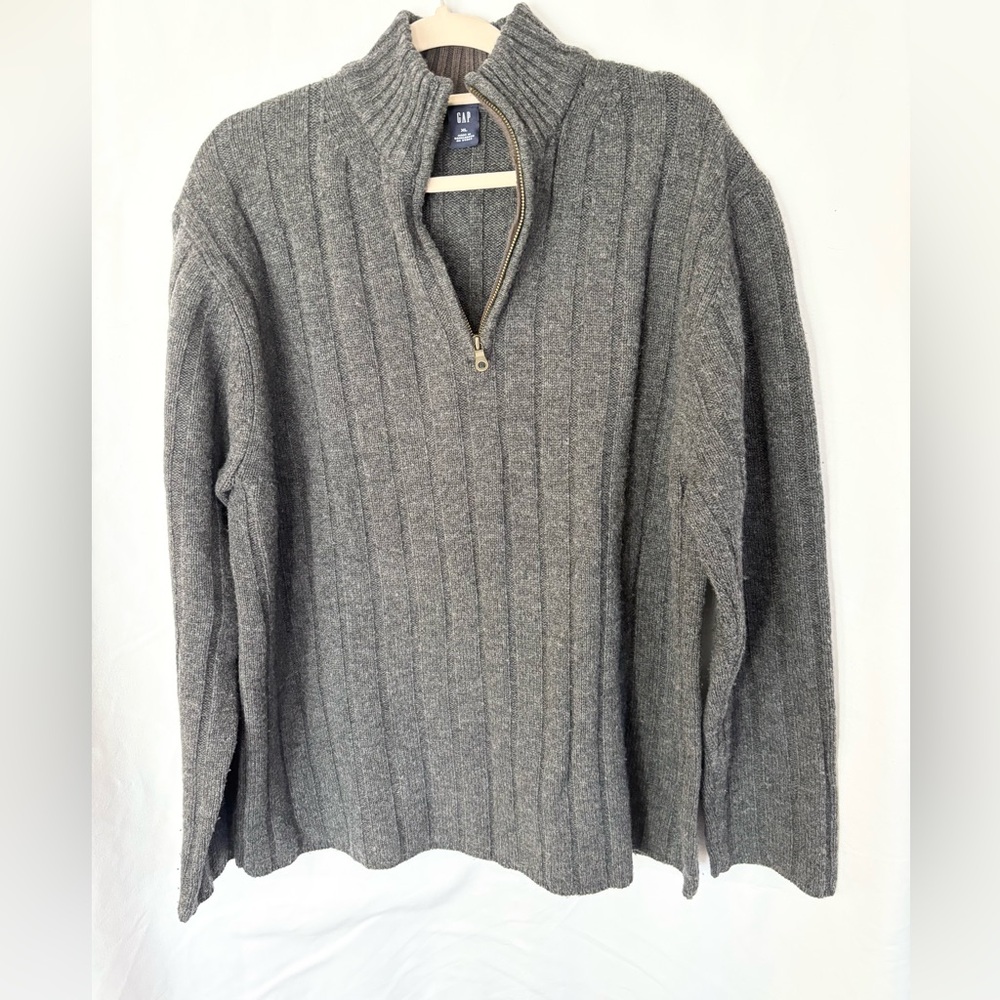 GAP Men's Charcoal 1/4 Zip-Up Sweater XL